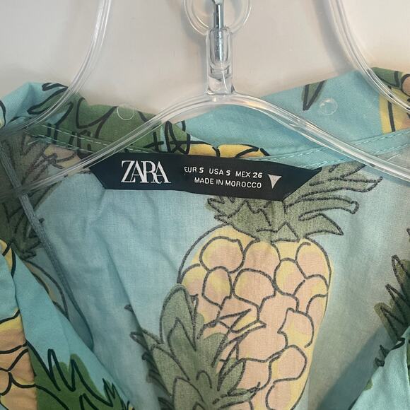 Zara Pineapple Cropped Top & Shorts Set Womens Small & Medium Tropical Beachy - Picture 9 of 16
